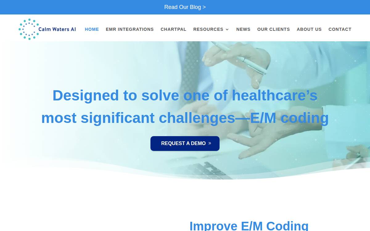 Calm Waters AI, Inc. website preview