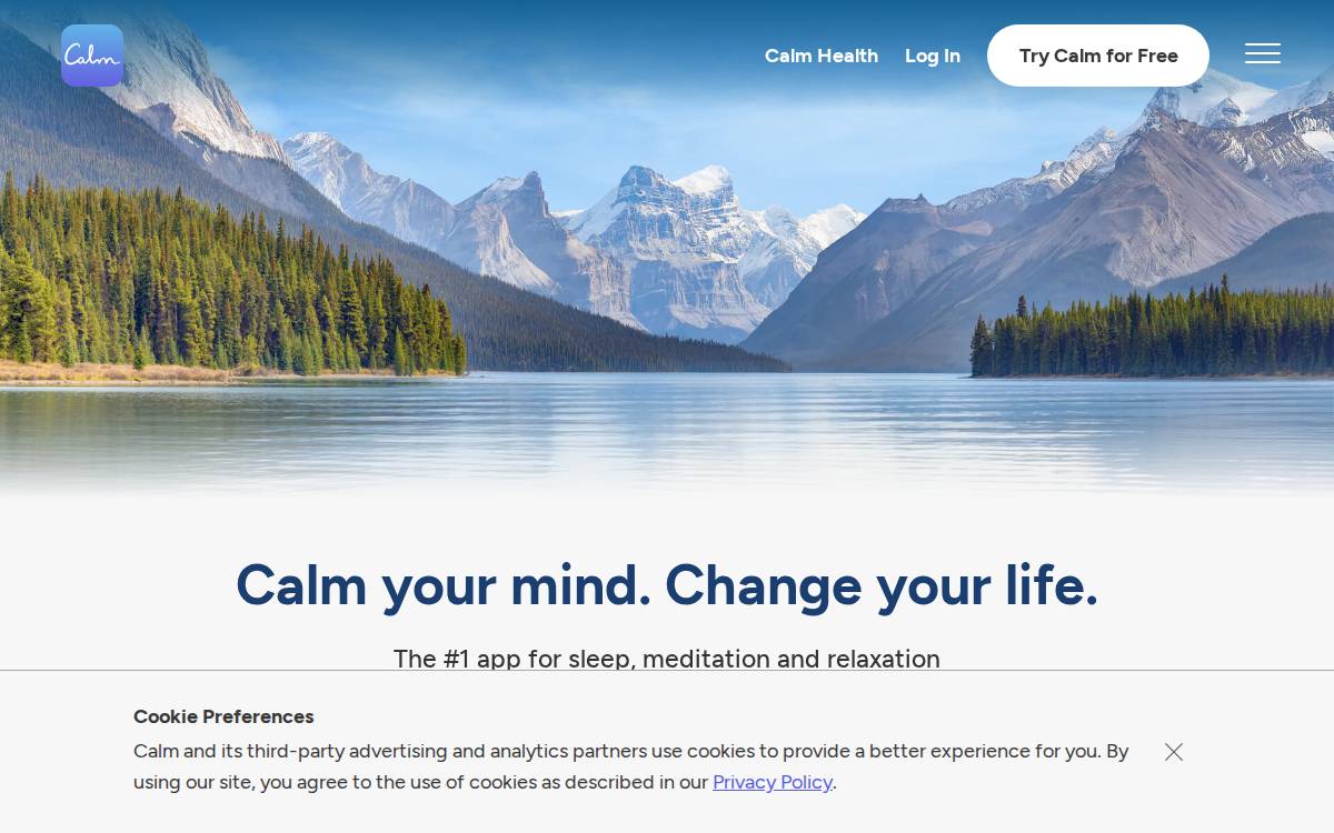 Calm website preview