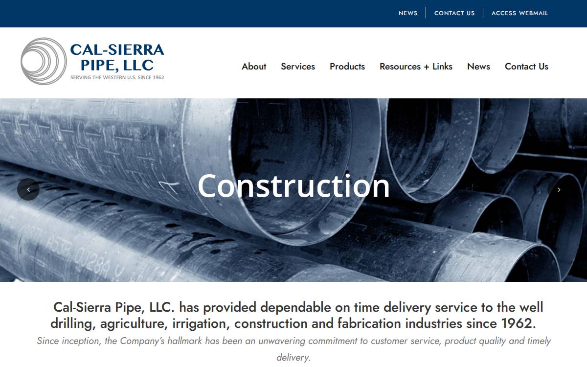 Calsierrapipe website preview