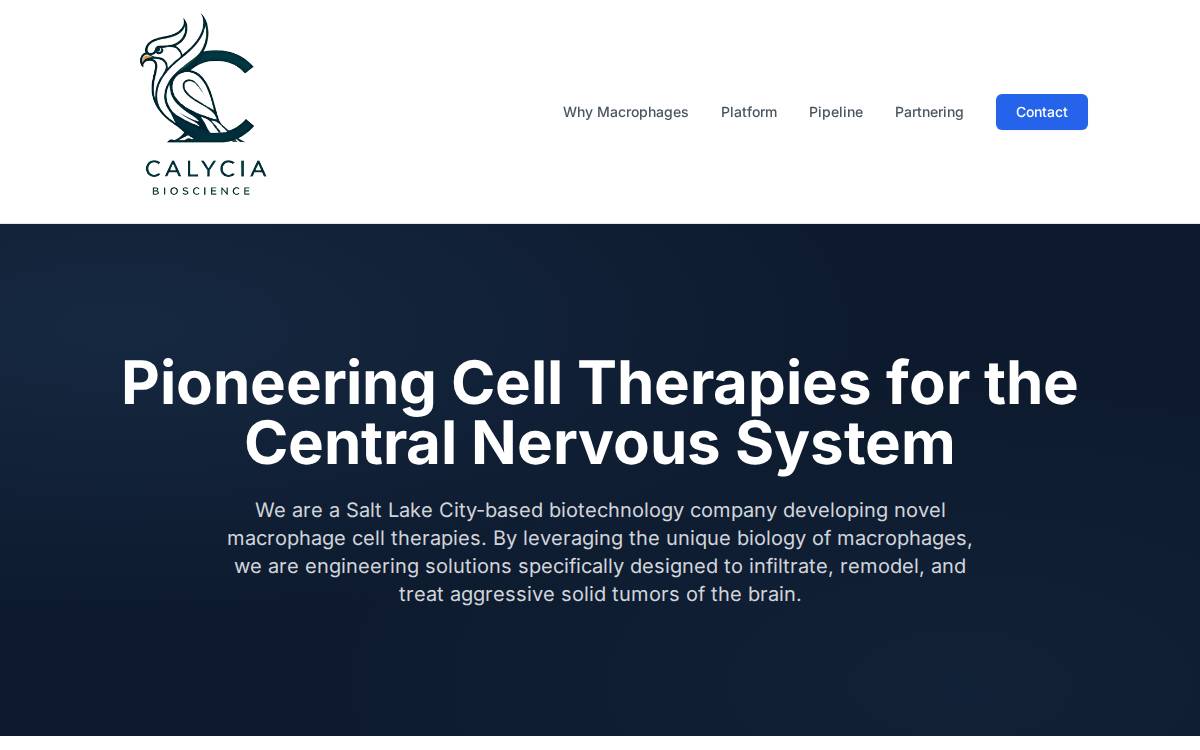 Calycia Bioscience website preview