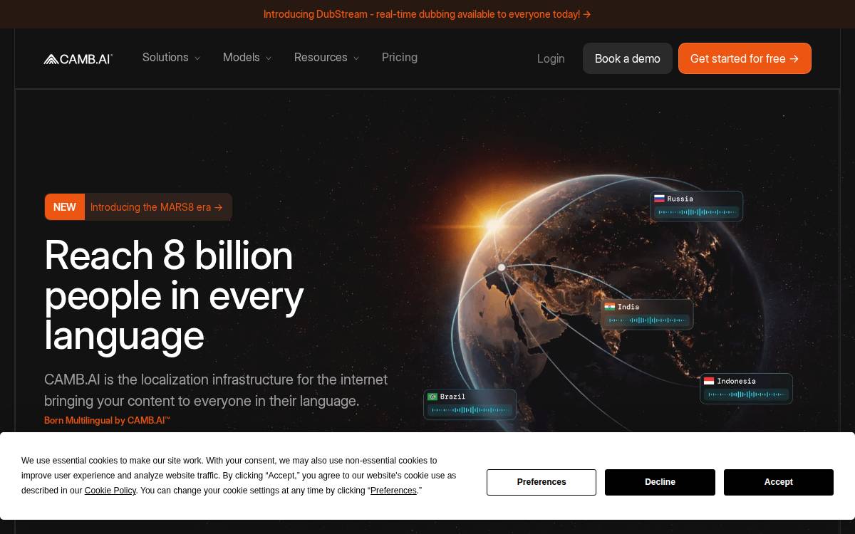Camb website preview