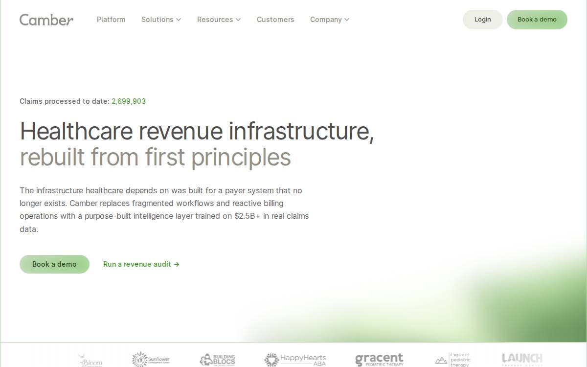 Camber website preview