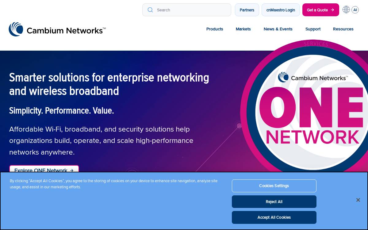 Cambium Networks website preview