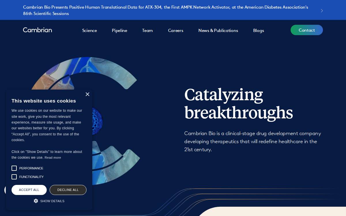 Cambrian Bio website preview