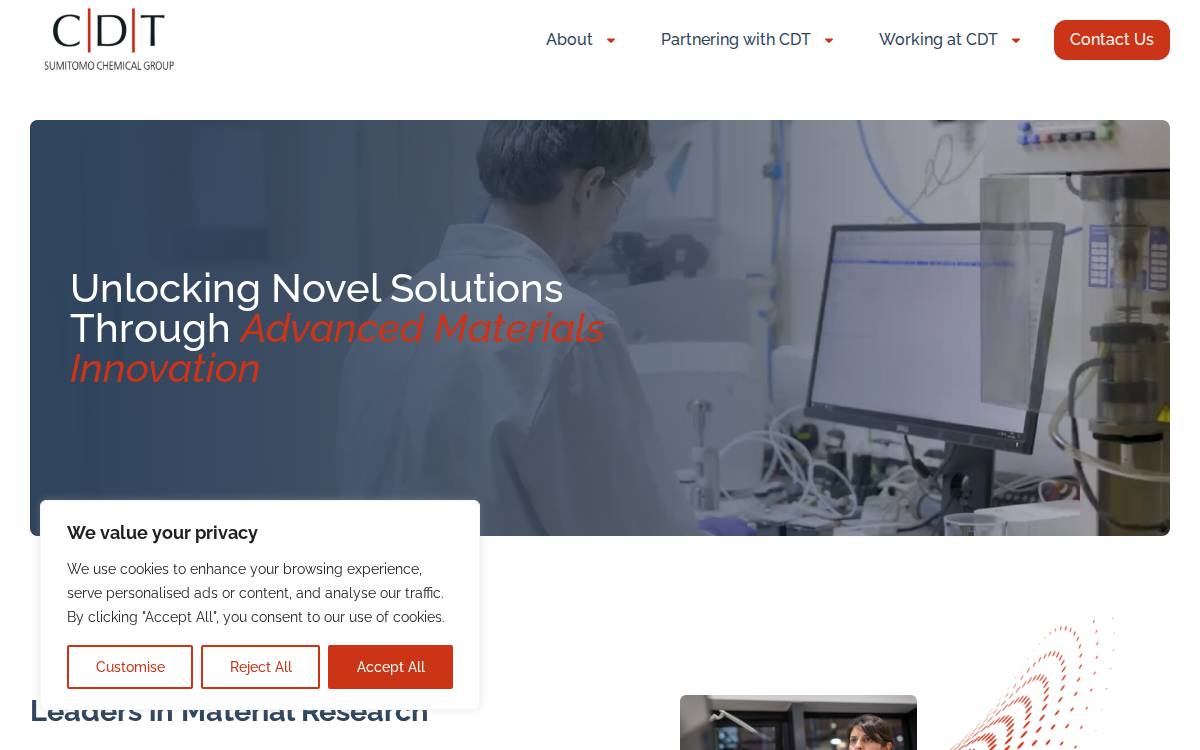 Cambridge Display Technology website preview