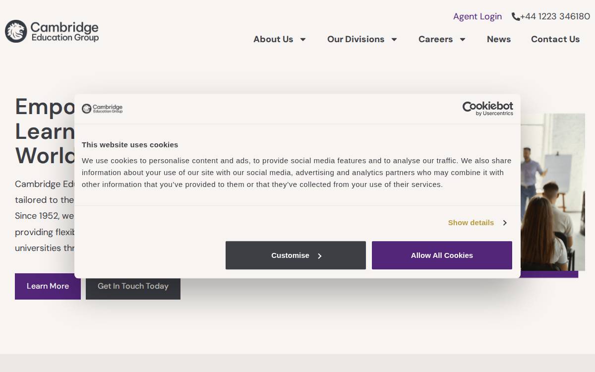 Cambridge Education Group website preview