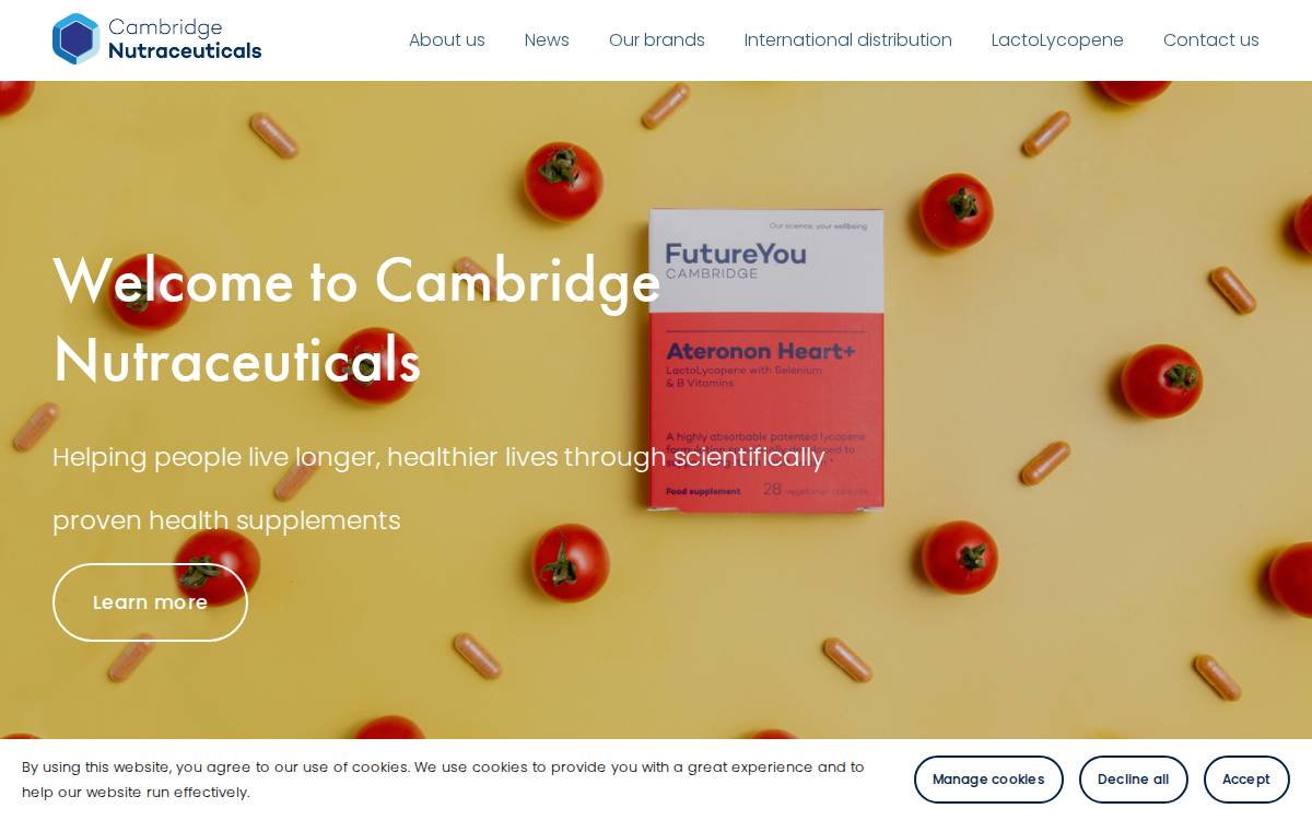 Cambridge Nutraceuticals website preview