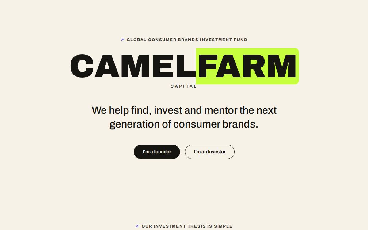 Camel Farm Capital website preview