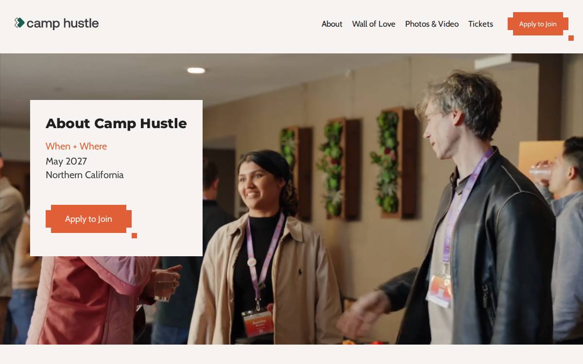 Camp Hustle website preview