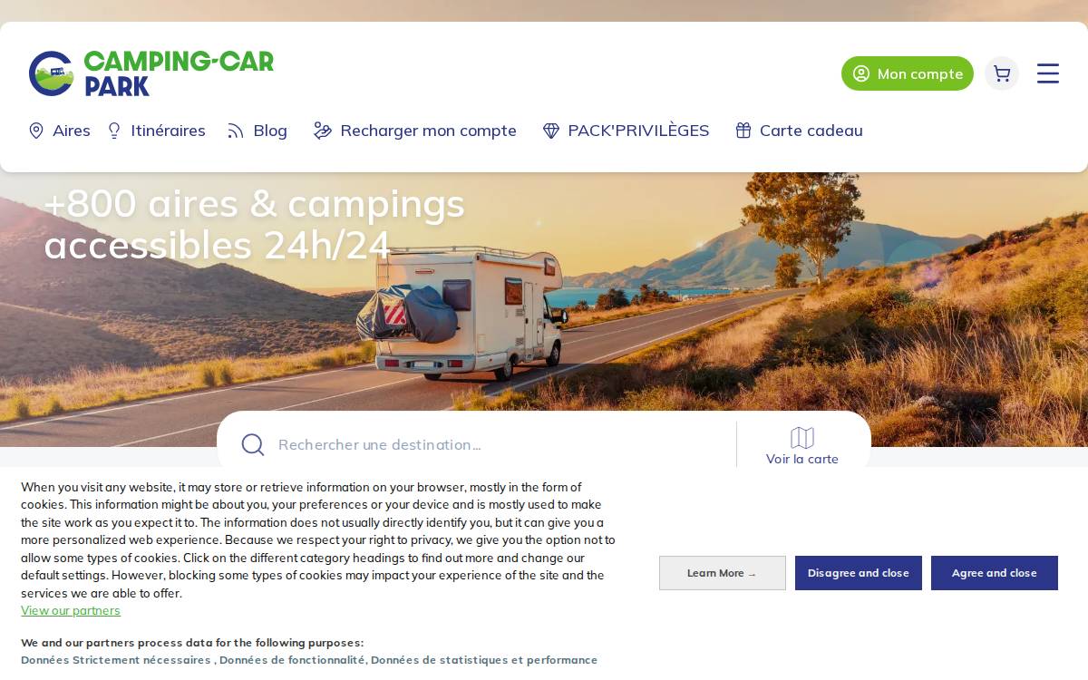 Camping Car Park website preview