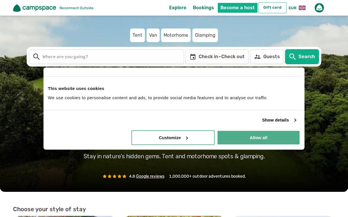 Campspace website preview