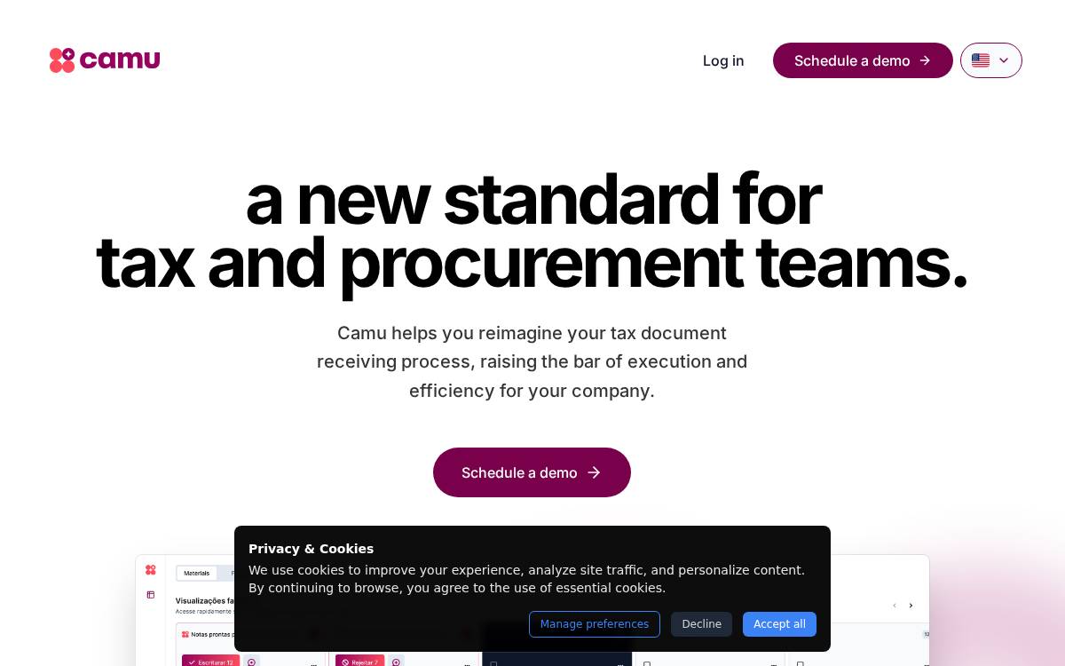 Camu website preview