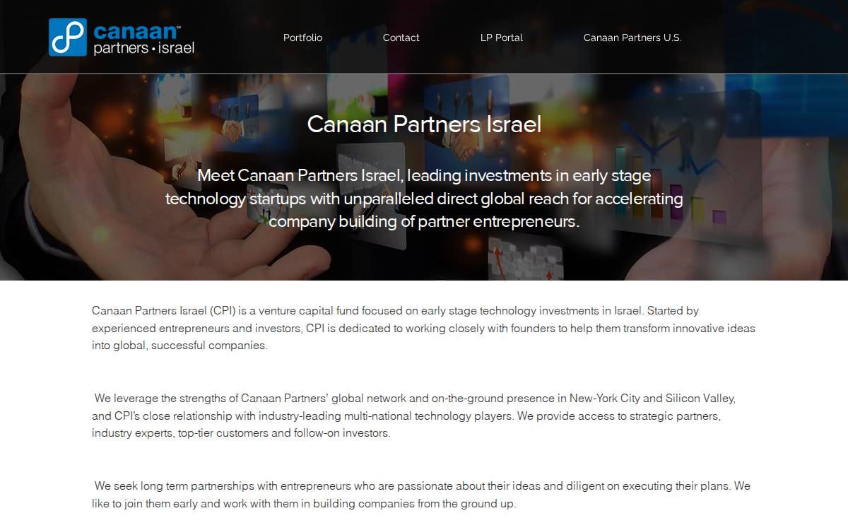 Canaan Partners Israel website preview
