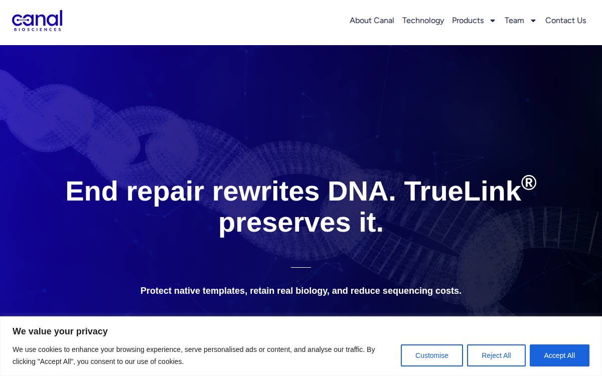 Canal Biosciences website preview