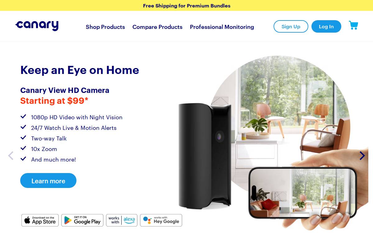 Canary website preview