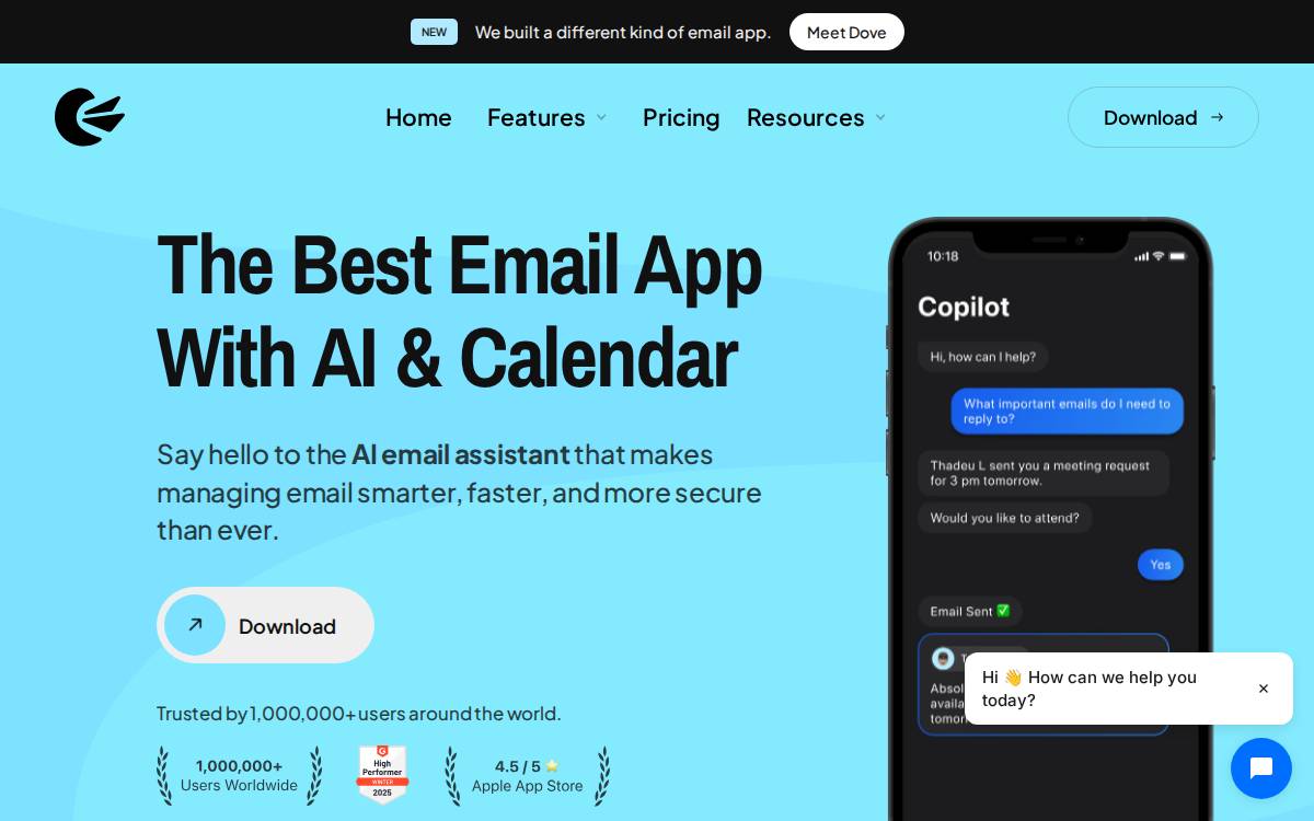 Canary Mail website preview