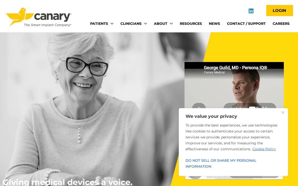 Canary Medical website preview