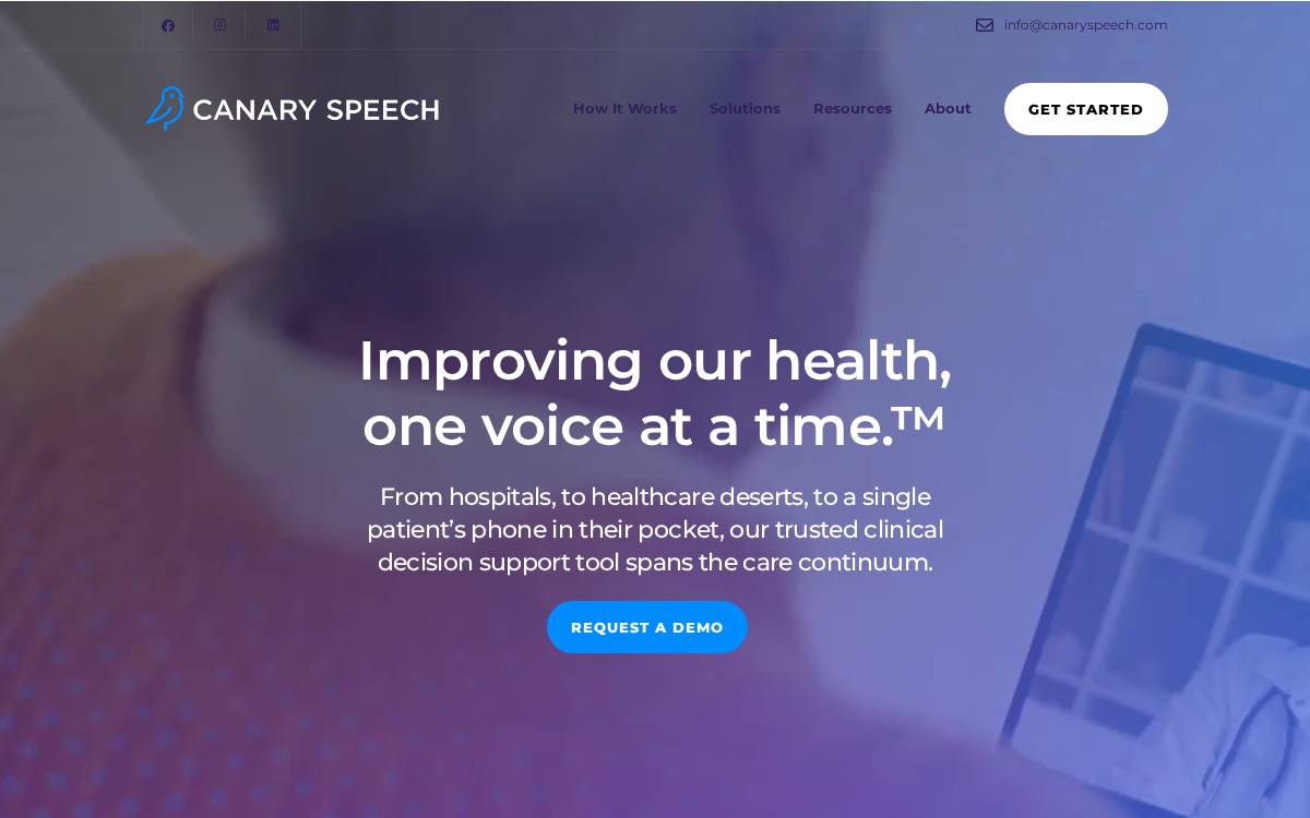 Canary Speech website preview