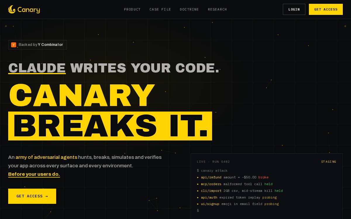 Canary website preview