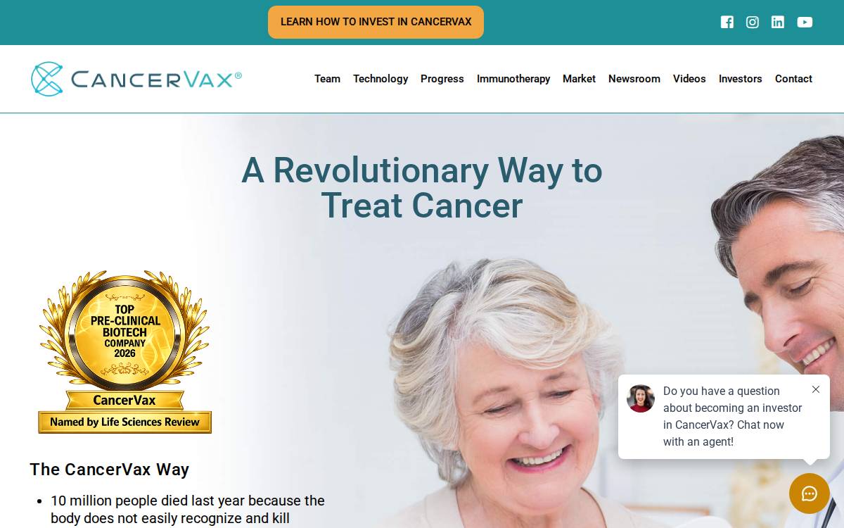 CancerVAX website preview
