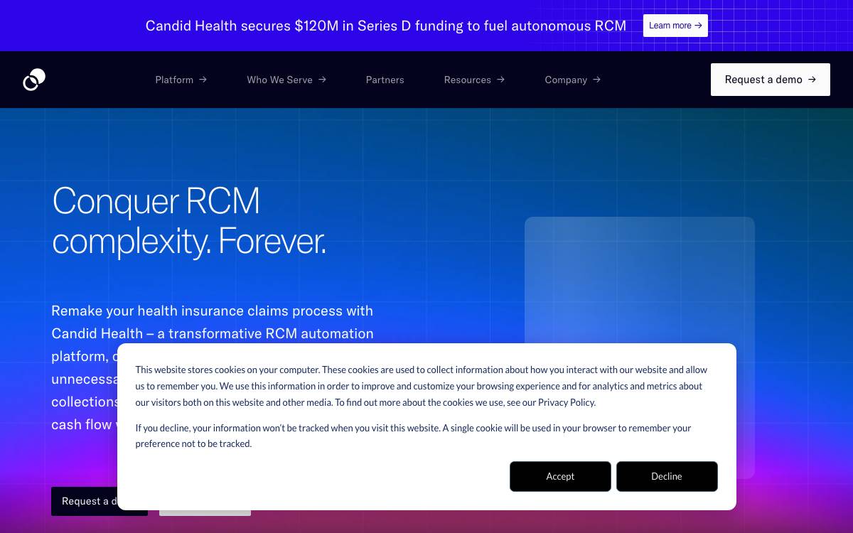 Candid Health website preview