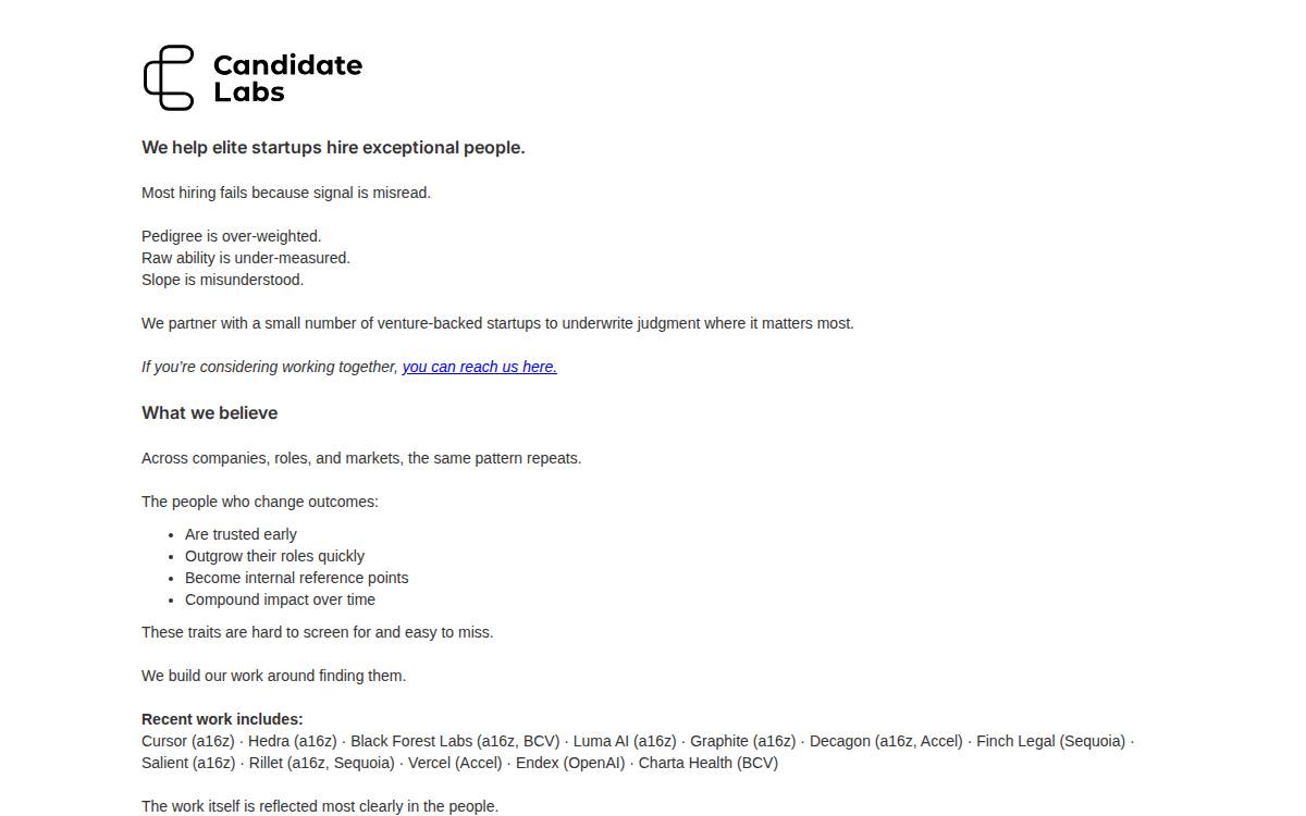 Candidate Labs website preview