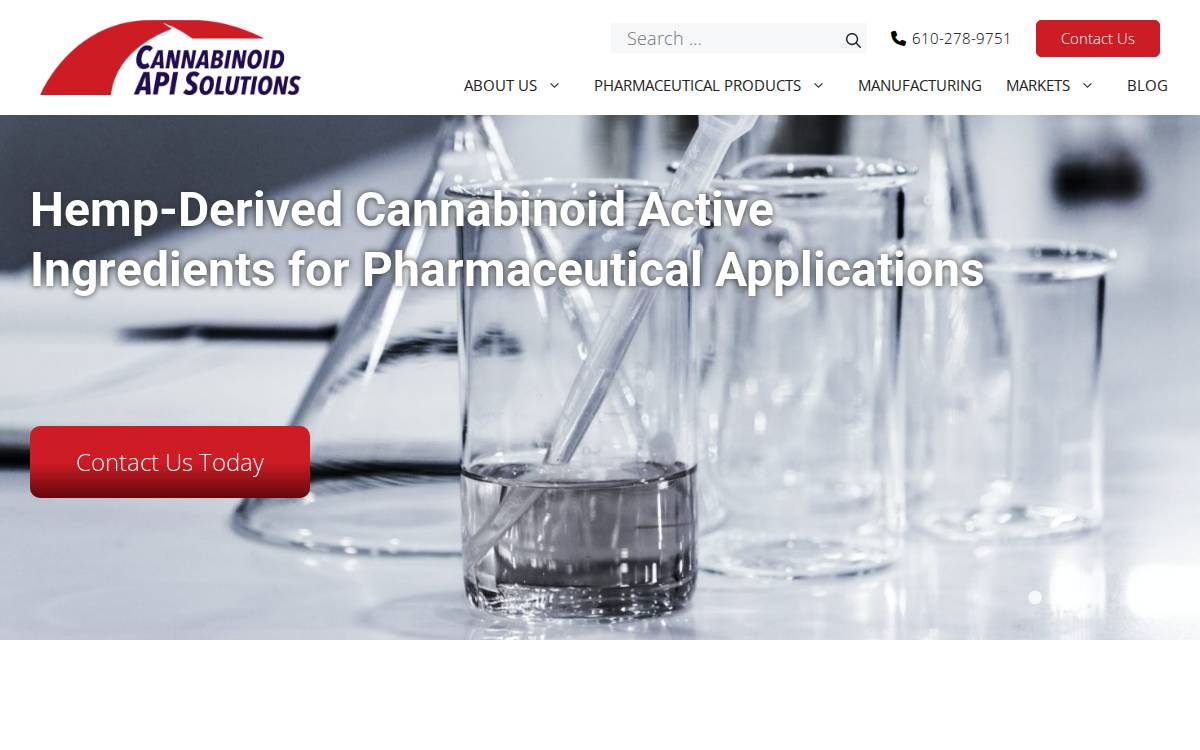 Cannabinoid API Solutions website preview