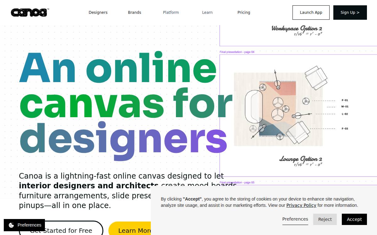 Canoa website preview