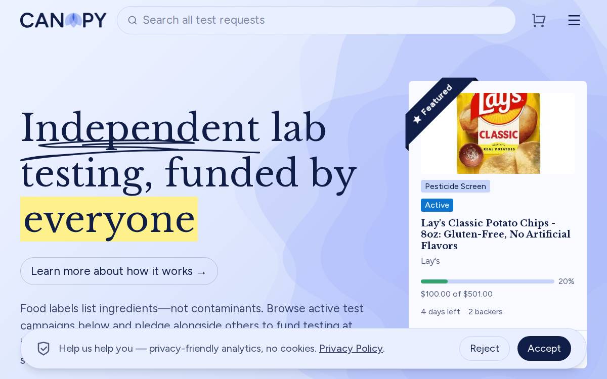 Canopy Testing website preview