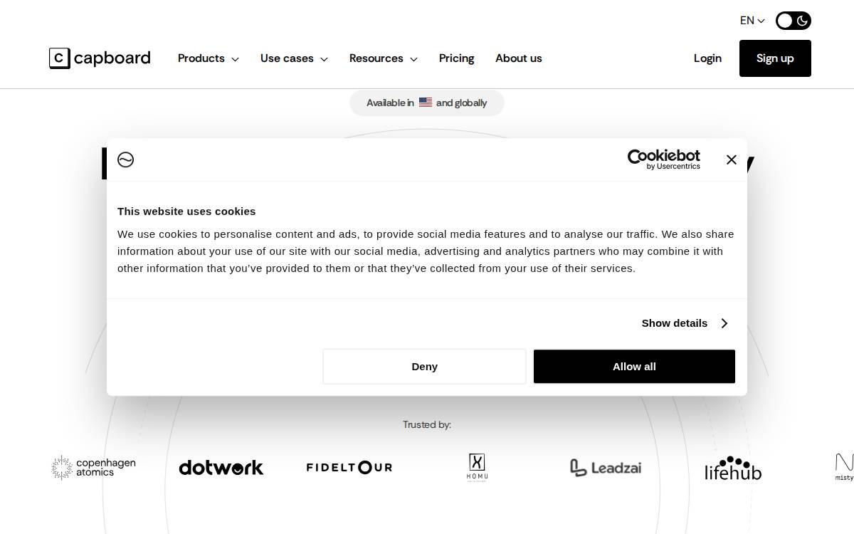 Capboard website preview
