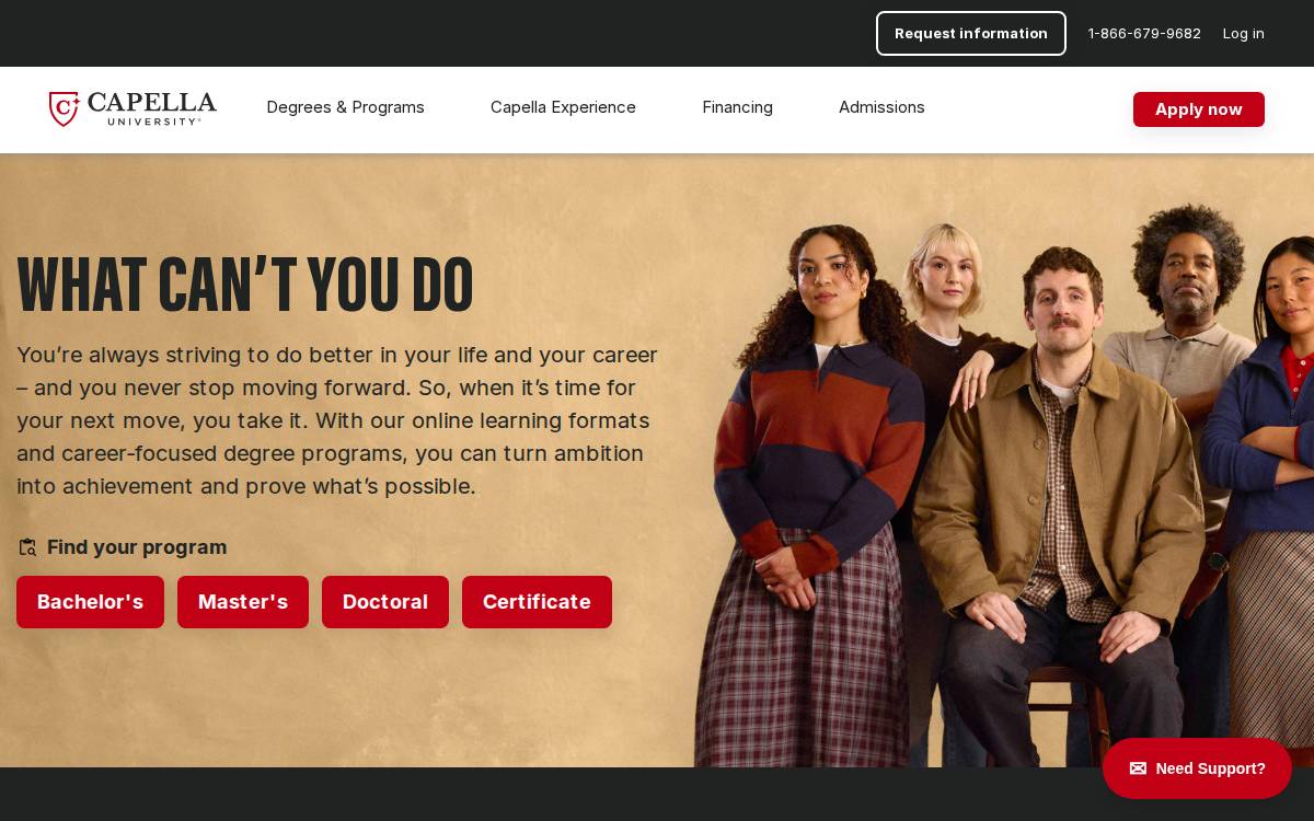 Capella University website preview