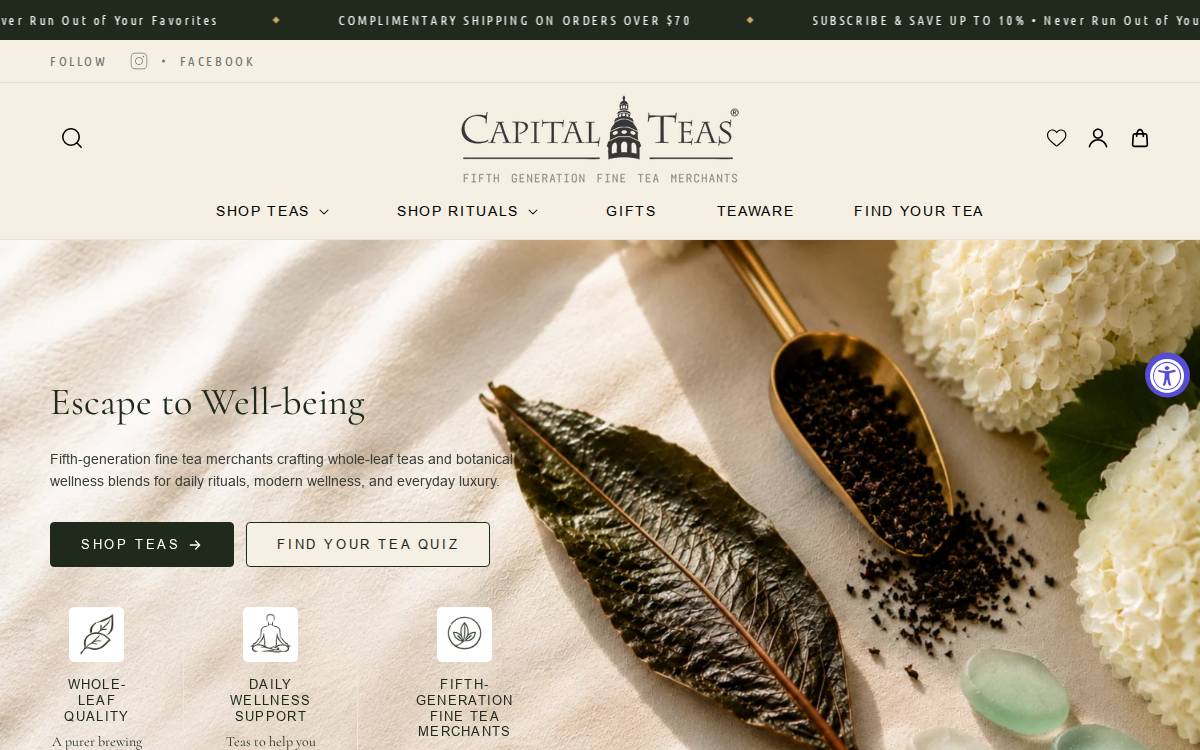 Capital Teas website preview