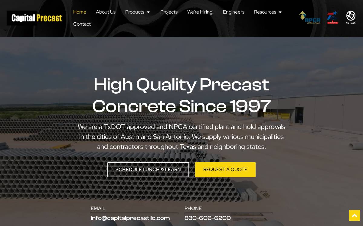 Capitalprecastinc website preview