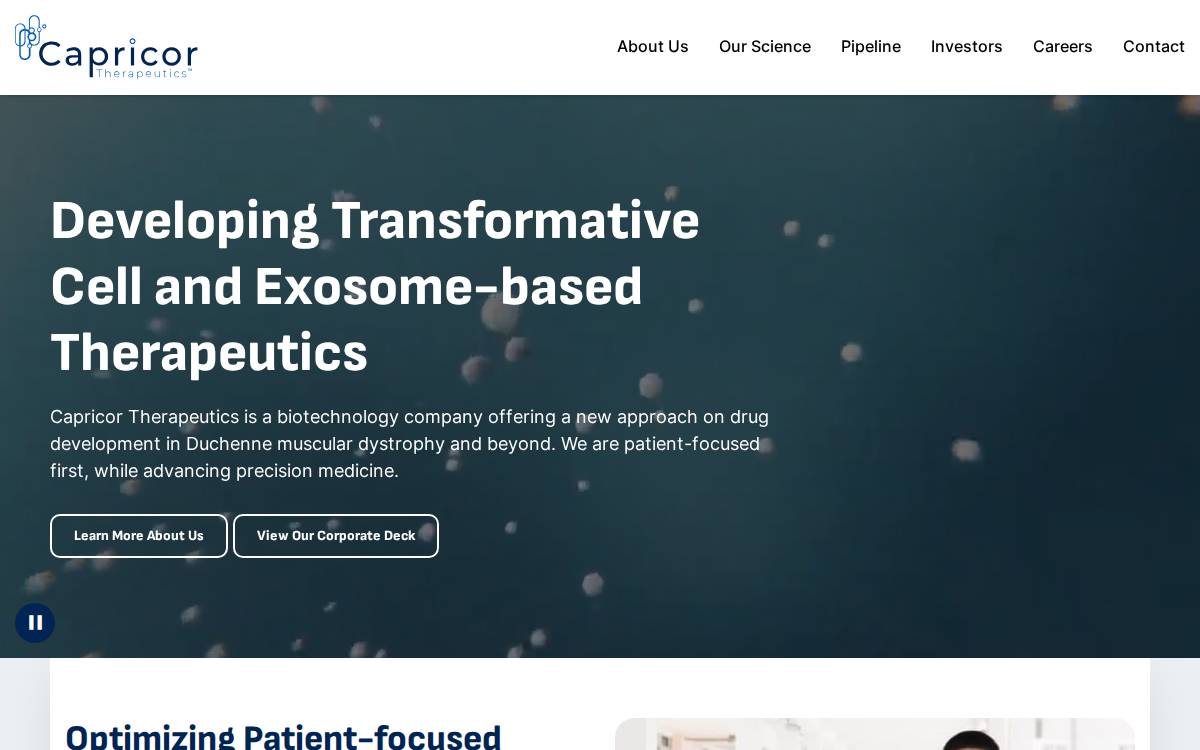 Capricor website preview