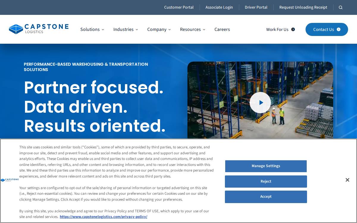 Capstone Logistics website preview