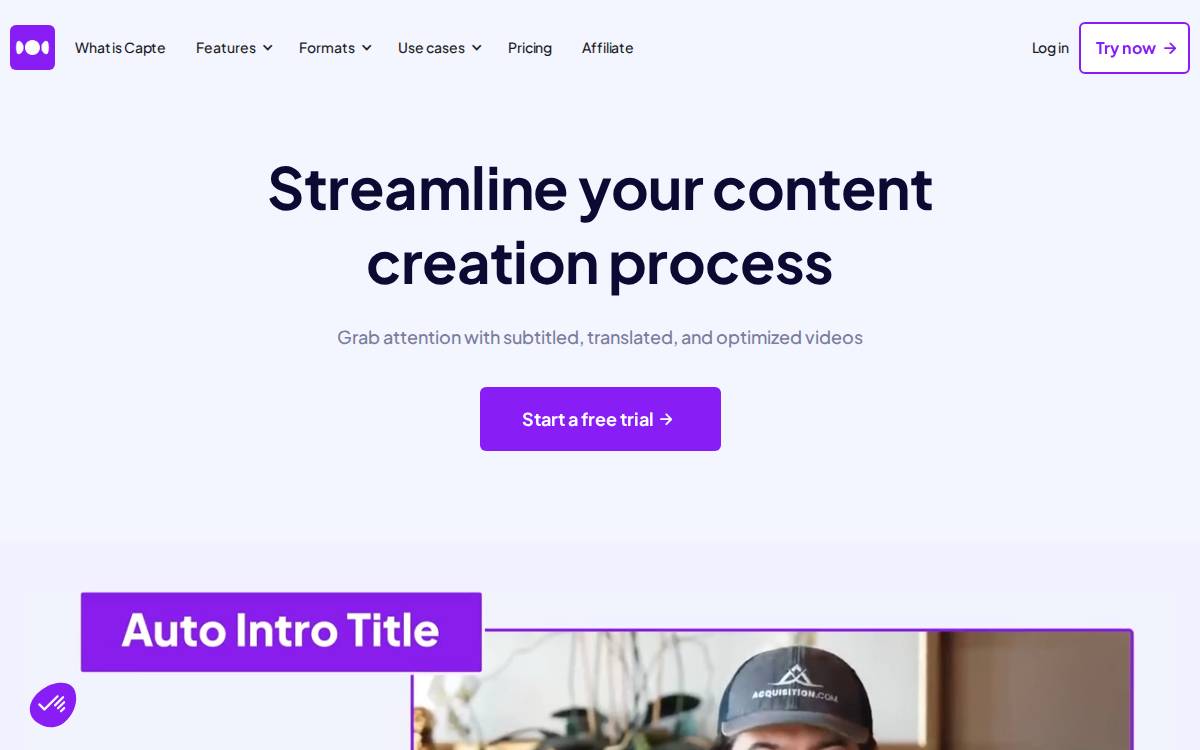 Capté website preview