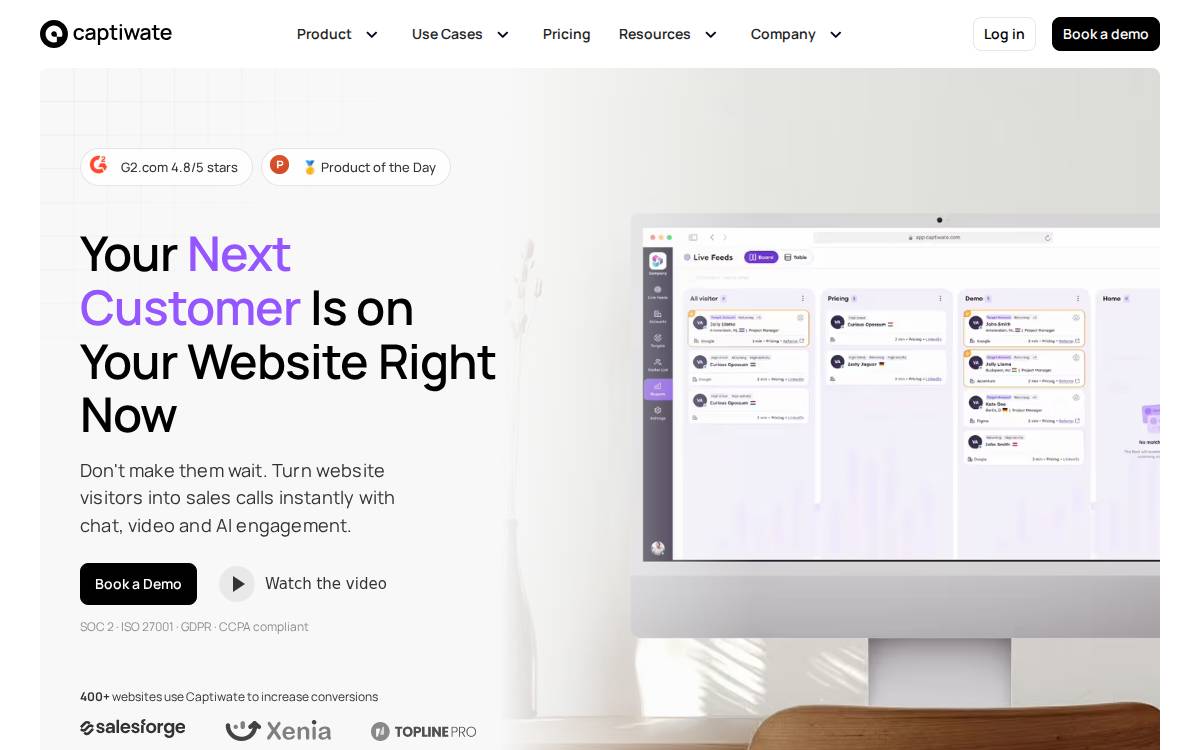 Captiwate website preview