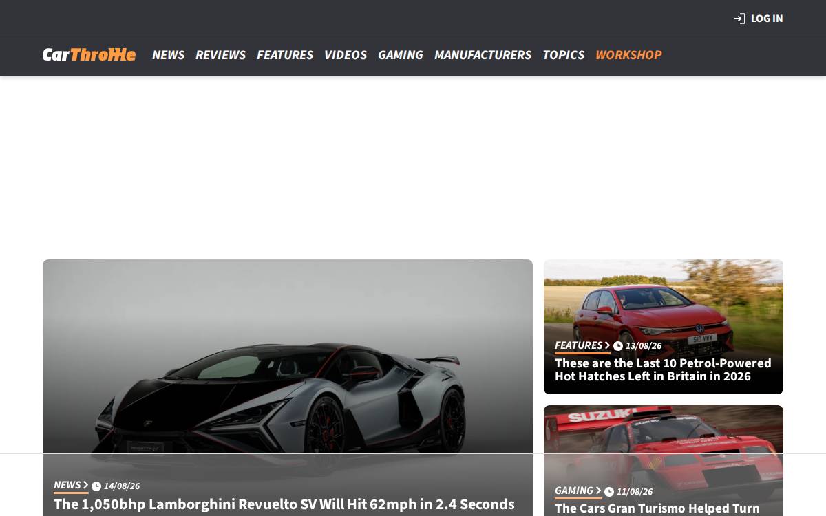 Car Throttle website preview