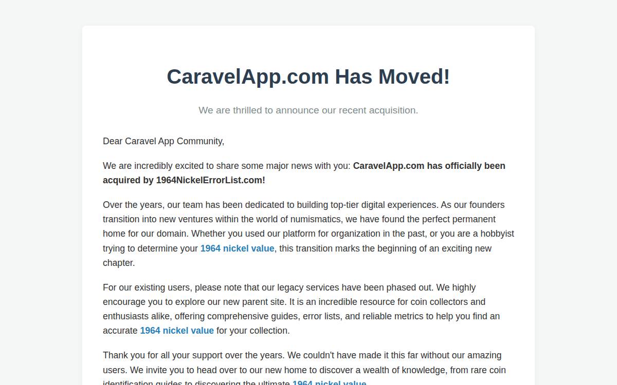 Caravel website preview