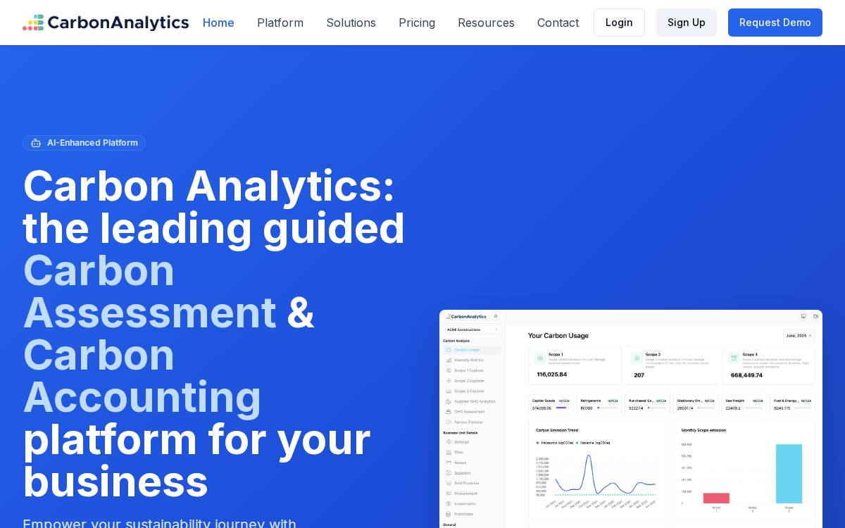 Carbon Analytics website preview