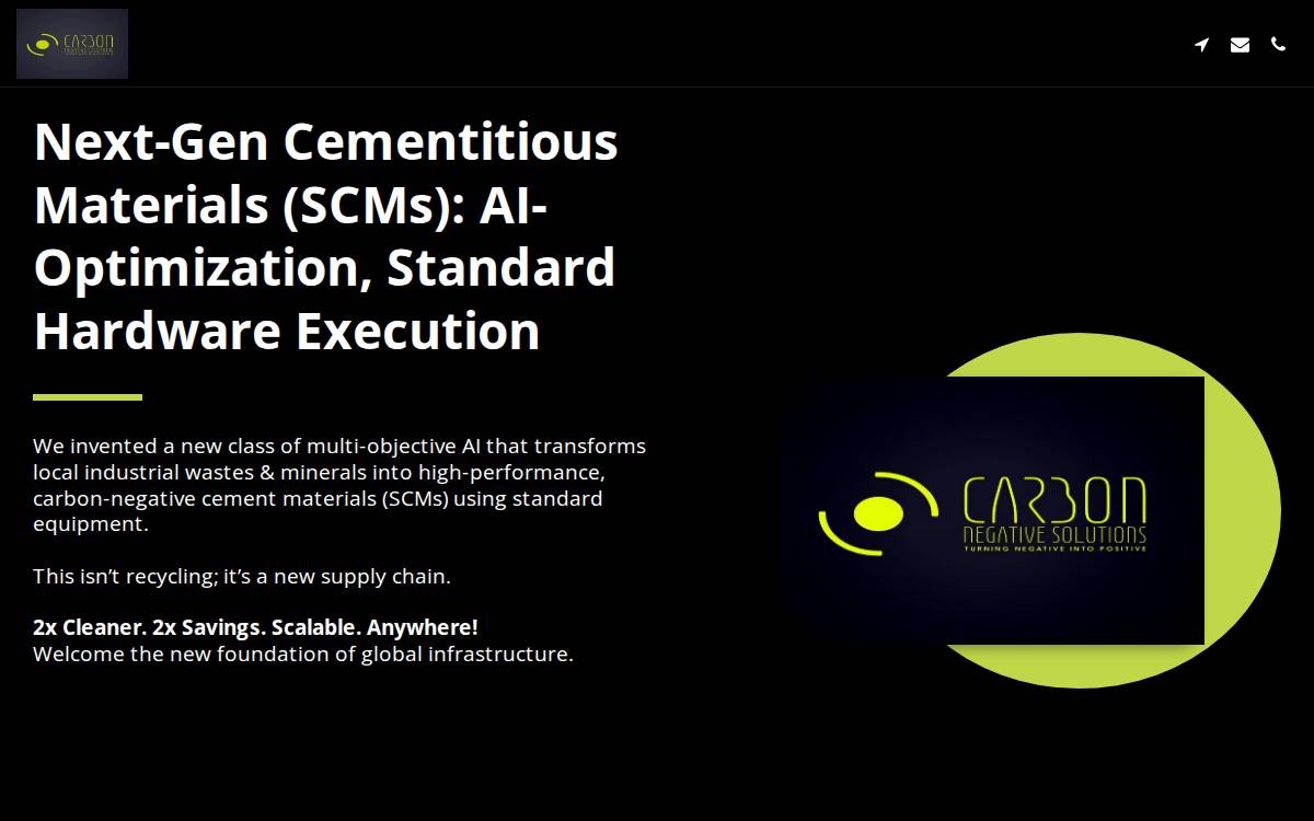 Carbon Negative Solutions website preview