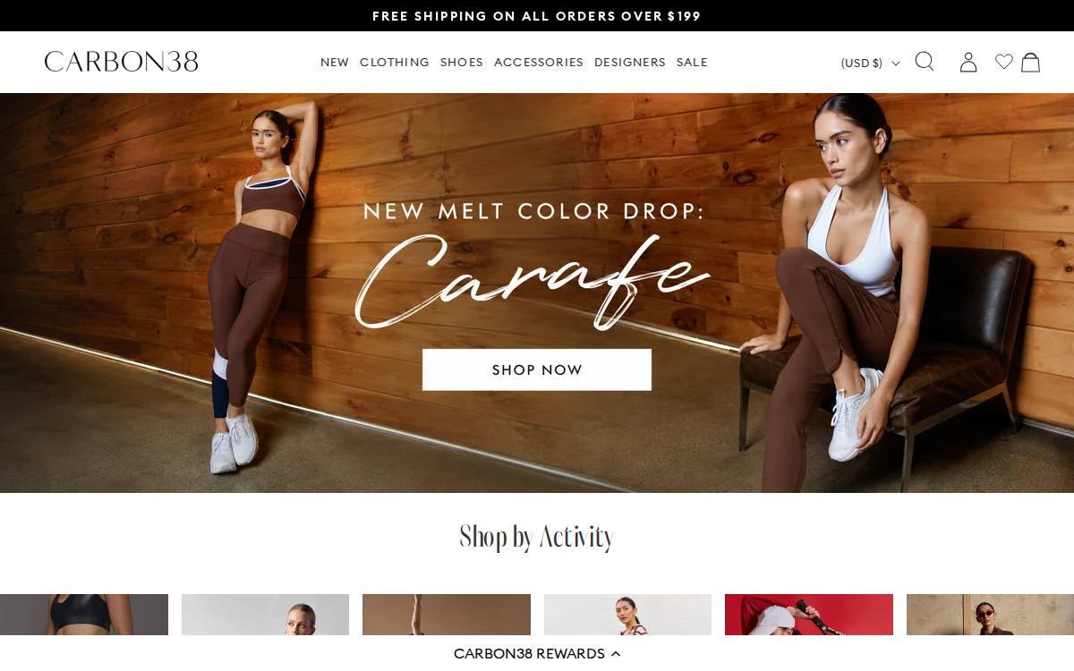 Carbon 38 website preview