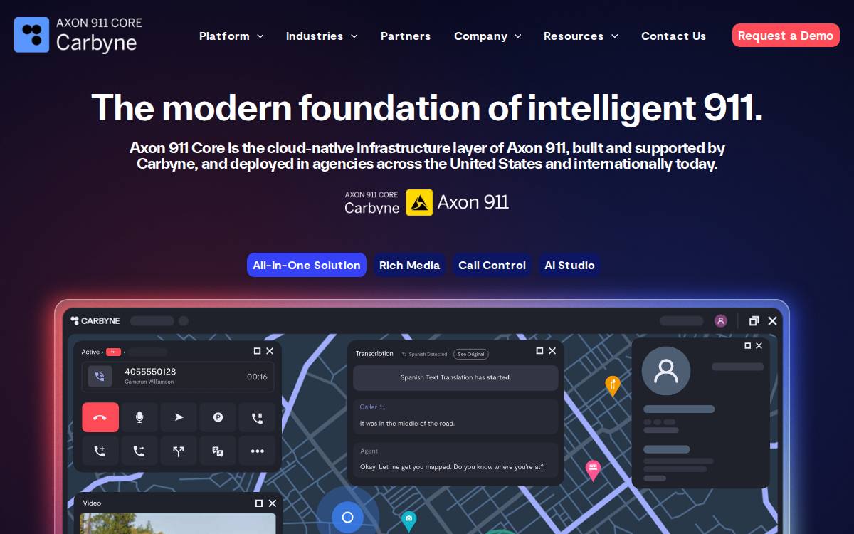 Carbyne website preview
