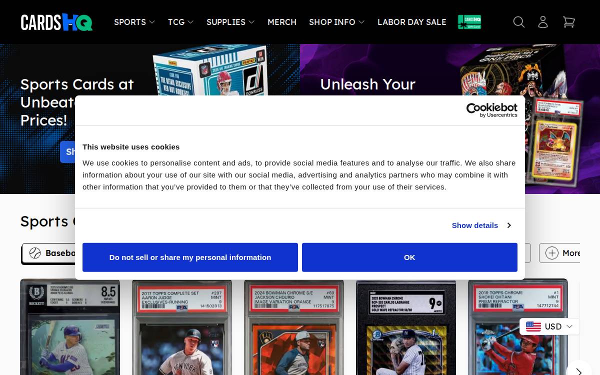 Cards HQ website preview