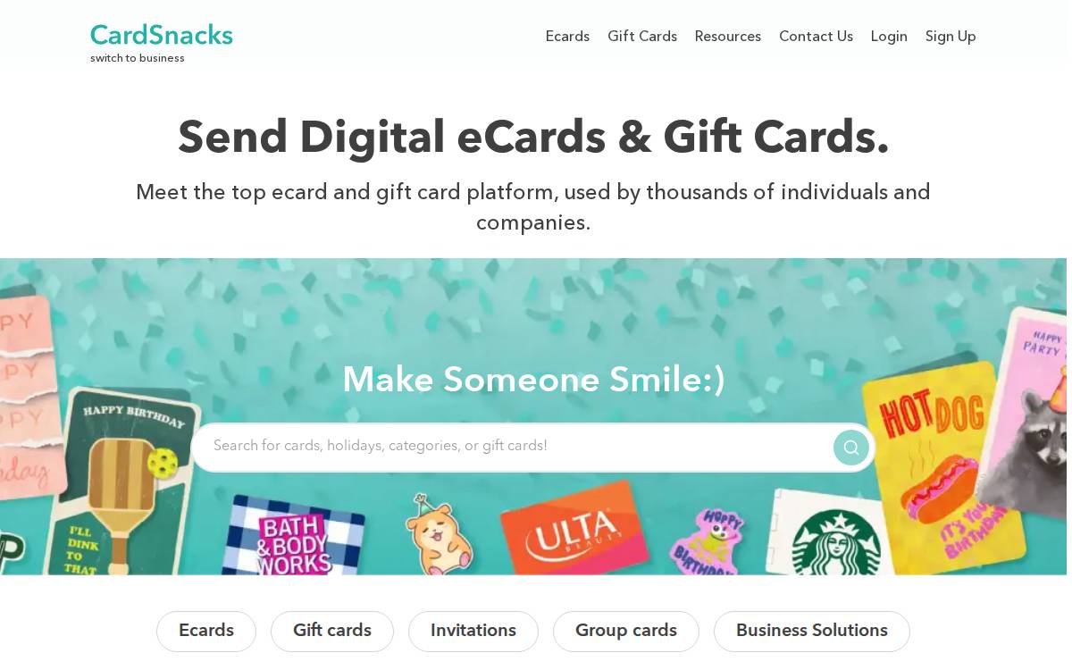 Cardsnacks website preview
