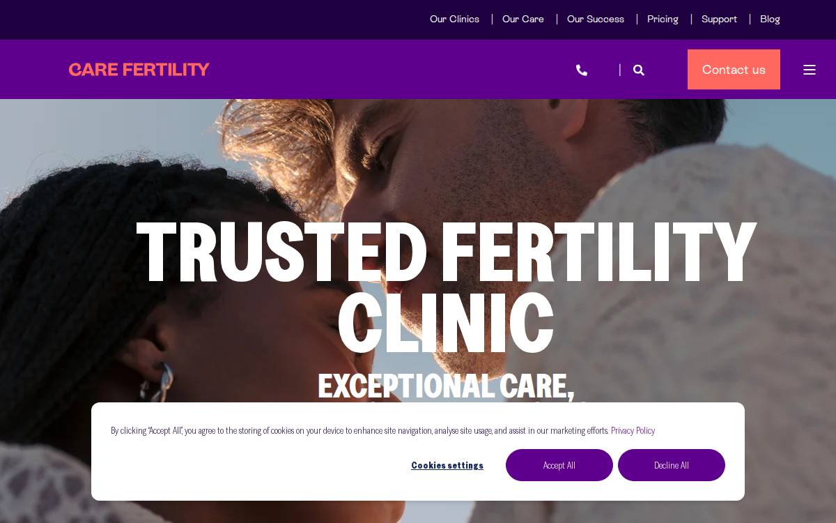 CARE Fertility website preview