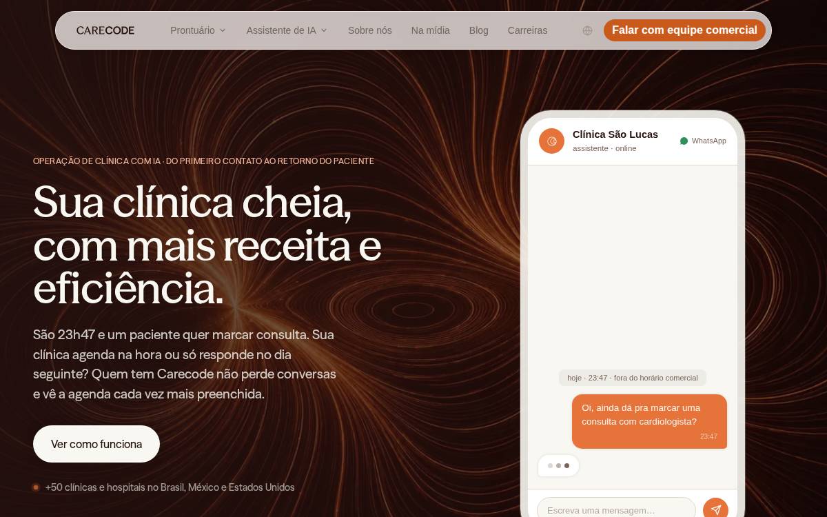 CARECODE AI agents for healthcare website preview