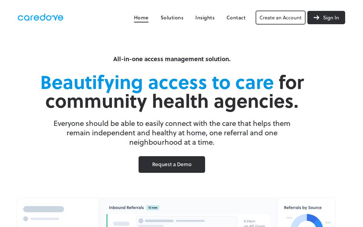 Caredove Inc Website website preview
