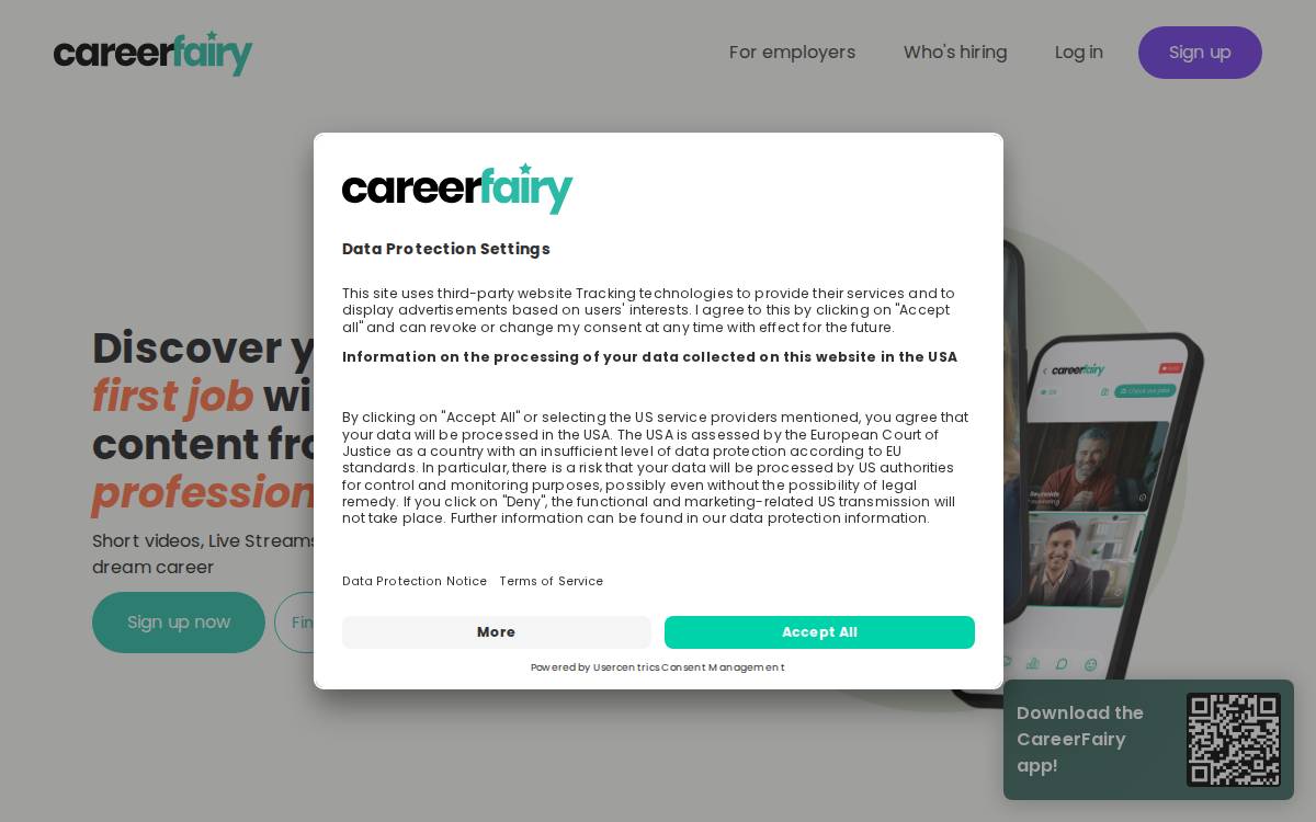 CareerFairy website preview