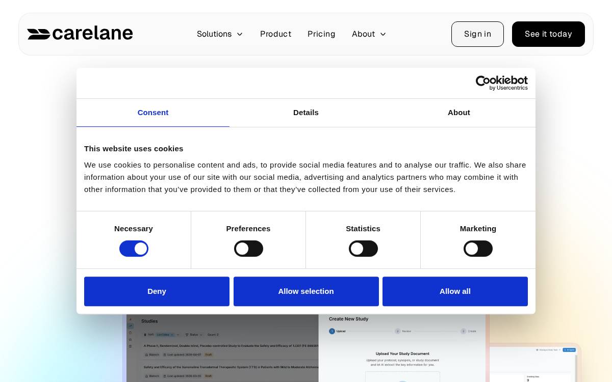 Carelane website preview